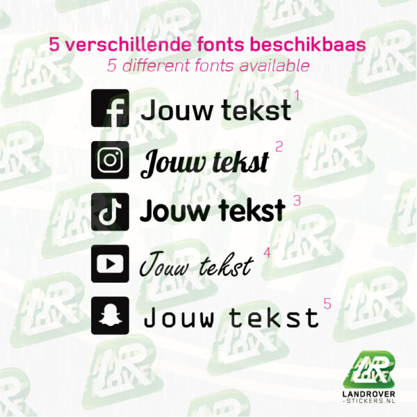 social media naamsticker set 2 | ©landrover-stickers.nl