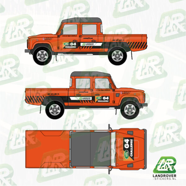 G4 Challenge sticker set DEFENDER 130 CREW CAB VB1 | ©LANDROVER-STICKERS.NL