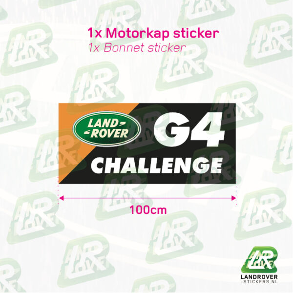 G4 Challenge sticker set DEFENDER 130 CREW CAB bonnet decal | ©LANDROVER-STICKERS.NL