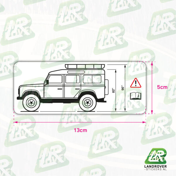 BTR6337 Height warning Defender 110 decal | ©LANDROVER-STICKERS.NL