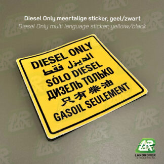 diesel only sticker multi language YELLOW-BLACK VB02 | ©LANDROVER-STICKERS.NL