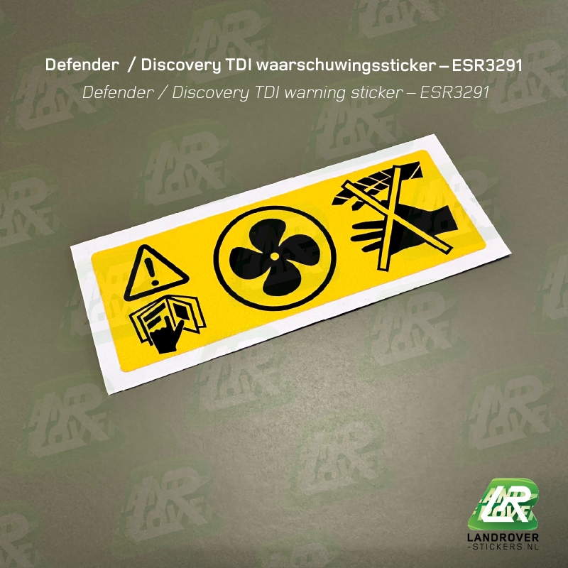 ESR3291 fan cowl warning decal VB02 | ©LANDROVER-STICKERS.NL